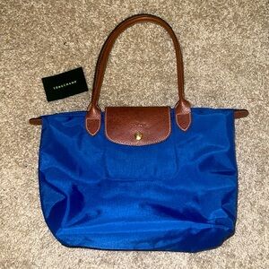 Small longchamp le pilage nylon tote small cobalt blue